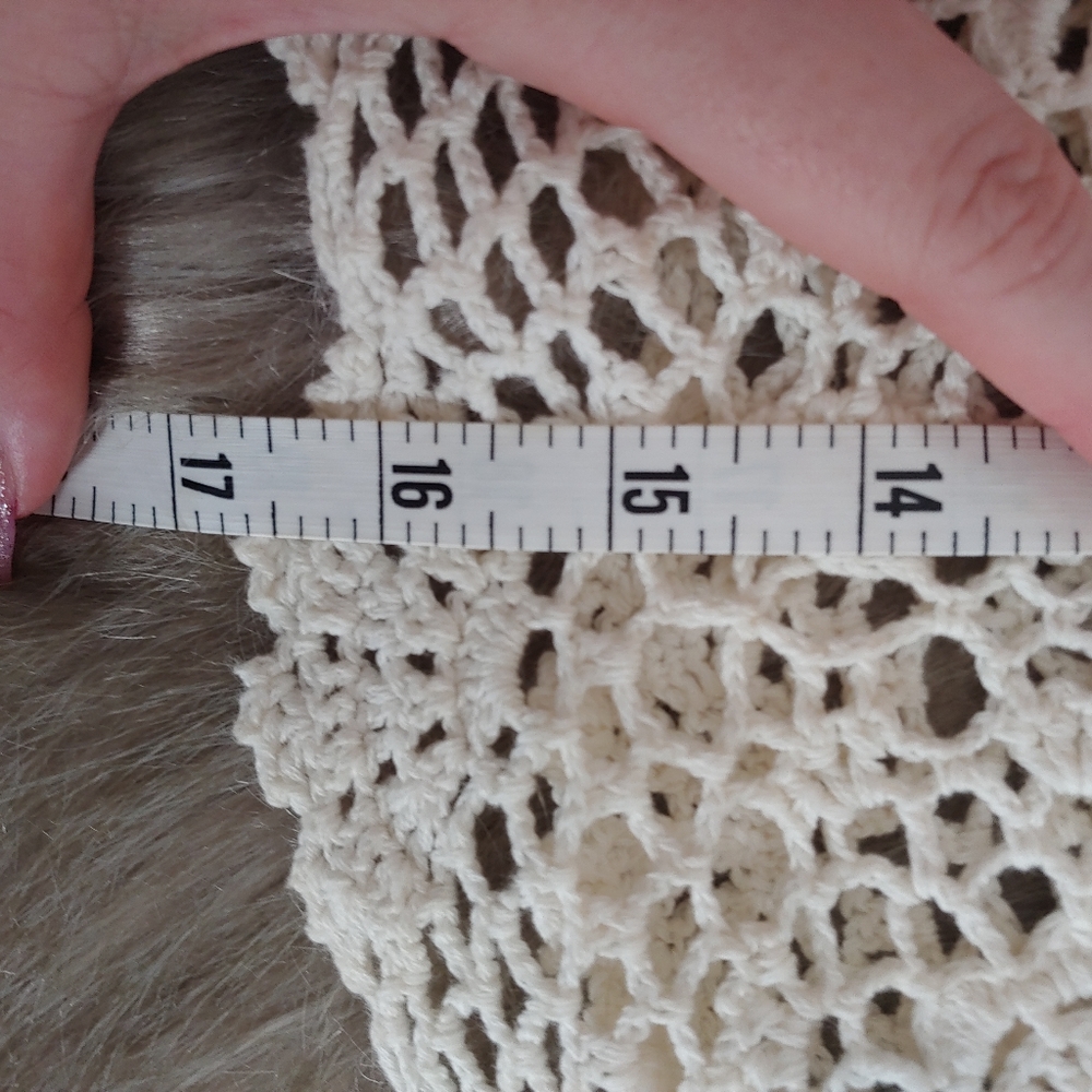 Divided H&M • Boho Cotton Cream Ivory Crop Top Crochet Long Bell Sleeve Medium - Picture 5 of 16